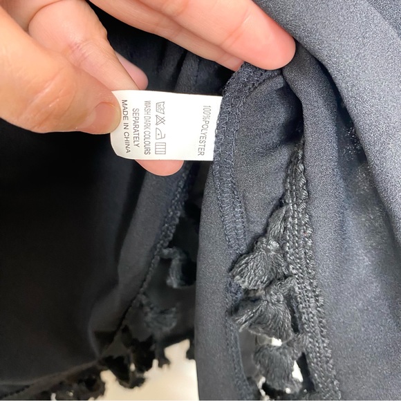 Yincra Black Chiffon Tassel Beach Swimsuit Coverup Lightweight Size Small Medium - Picture 9 of 10